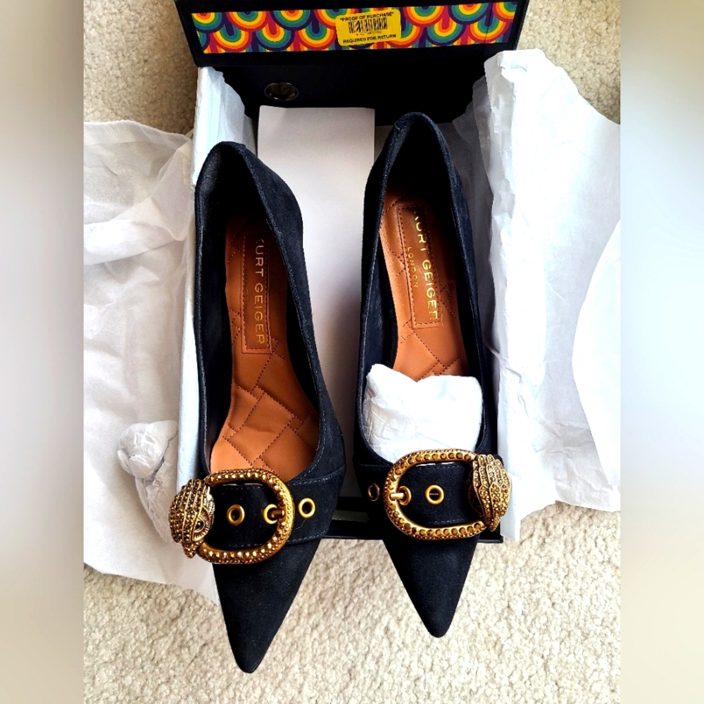 Kurt Geiger Black Women's Shoes with Gold Accents